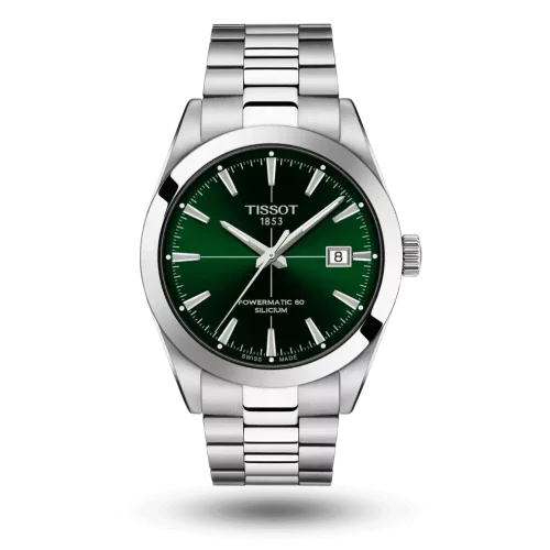 Montre Tissot Gentleman Powermatic 80 Silicium Vert sur Bracelet métal - T127.407.11.091.01