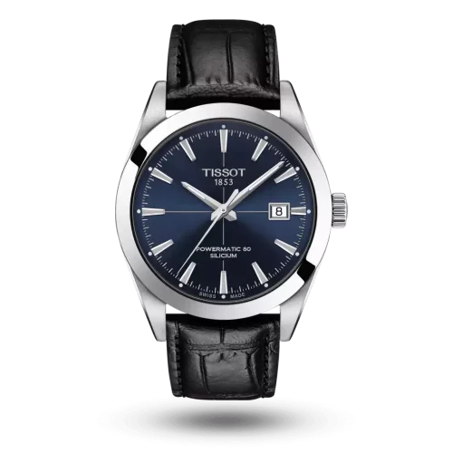 Montre Tissot Gentleman Powermatic 80 Silicium Bleu sur Bracelet cuir - T127.407.16.041.01