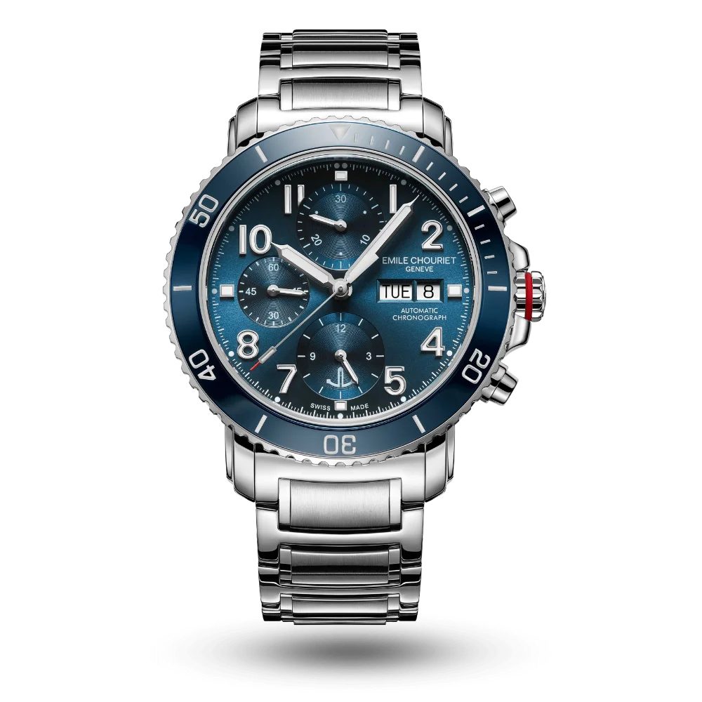 Montre Emile Chouriet Challenger Deep Chrono Bleu, Bracelet métal – 22.1169.G.6.AW.99.6