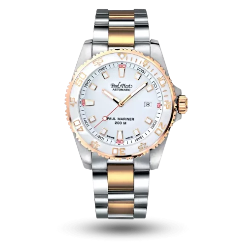 Paul Picot Paul Mariner III Blanc,  Bicolore Or jaune 18k sur Bracelet métal – P4352.SRG.CBL.4004.1624