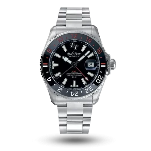 Paul Picot Paul Mariner 5 COSC GMT Noir, Bracelet métal – P4353SG.CN.311