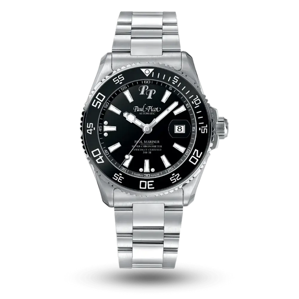 Paul Picot Paul Mariner 5 COSC Newton Noir, Bracelet métal – 4354S.CN.311