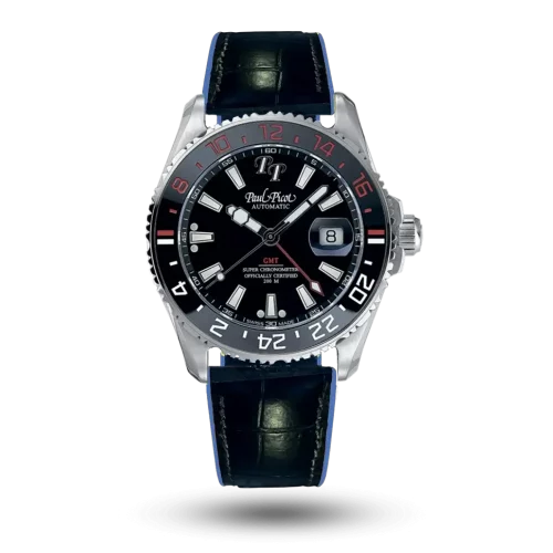 Paul Picot Paul Mariner 5 COSC GMT Noir, Bracelet cuir doublé caoutchouc – P4353SG.CN.311-R320