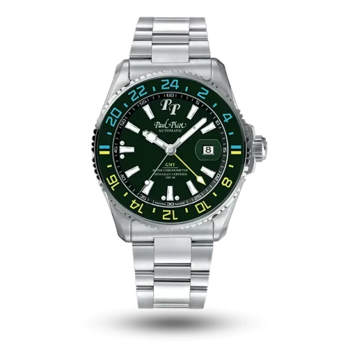Paul Picot Paul Mariner 5 COSC GMT Vert, Bracelet métal – P4353SG.CV.611