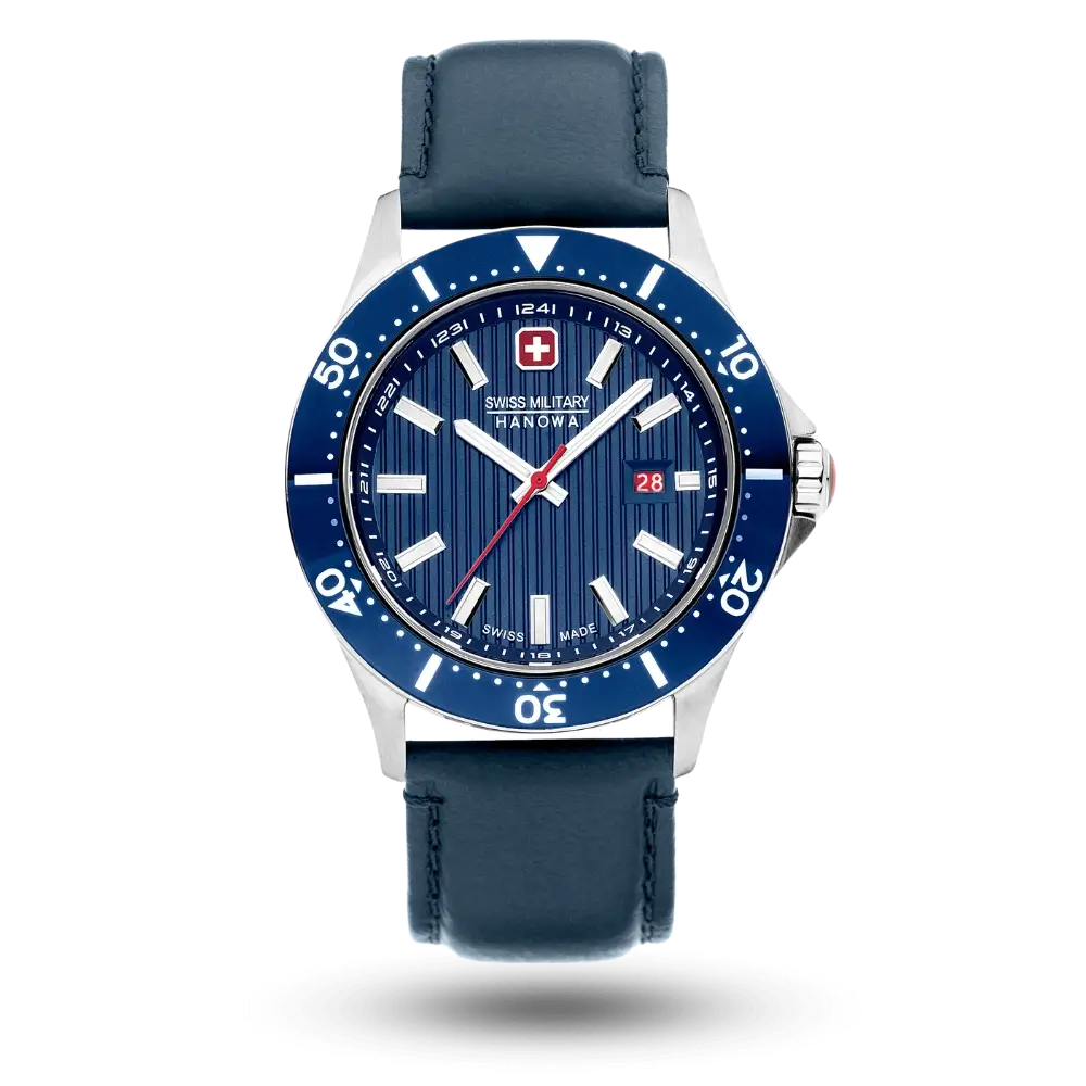 Montre Swiss Military Hanowa Flagship X Bleu sur Bracelet cuir - SMWGB2100607