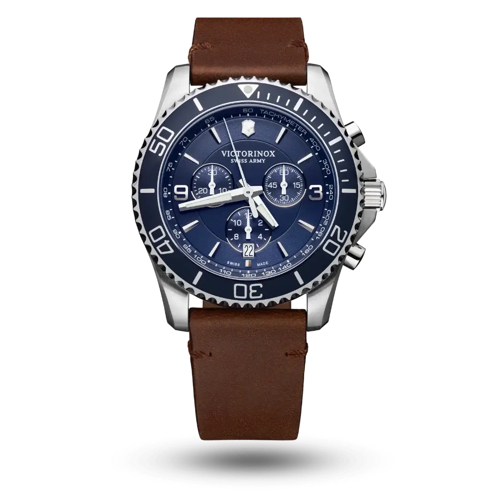 Montre Victorinox Maverick Chrono Bleu sur Bracelet cuir – 241865
