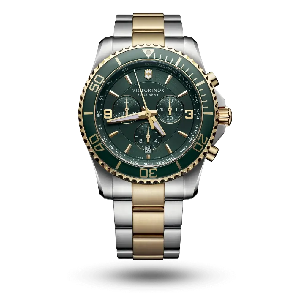 Montre Victorinox Maverick Chrono Vert Bicolore PVD or jaune – 241693