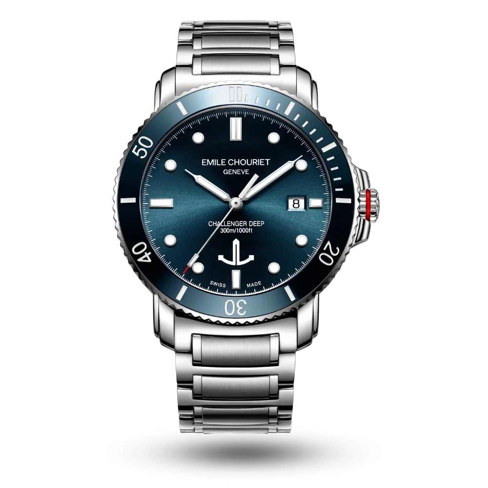 Montre Emile Chouriet Challenger Deep Bleu, Bracelet métal – 08.1169.G.6.AW.93.6
