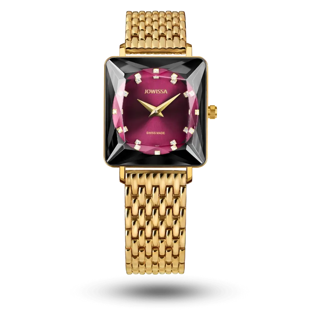 Montre Jowissa Facet Princess Rouge sur Bracelet métal - J8.066.M