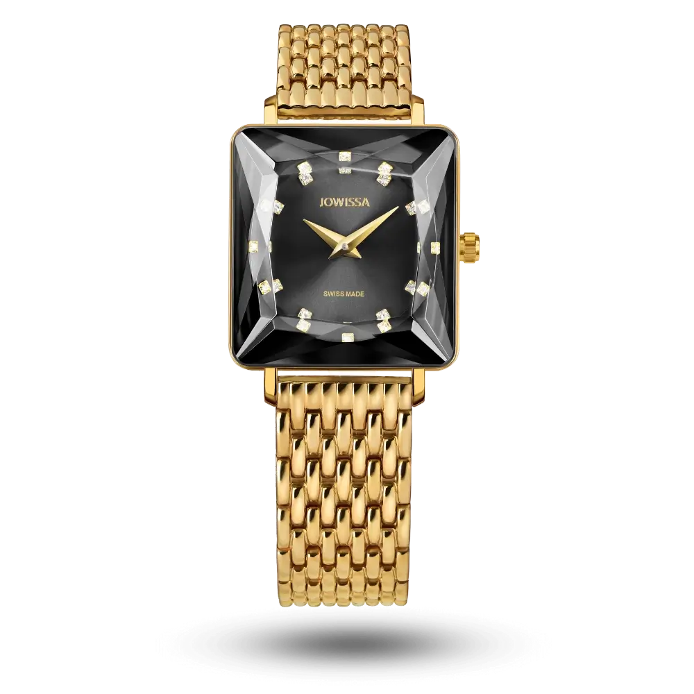 Montre Jowissa Facet Princess Noir sur Bracelet métal - J8.064.M