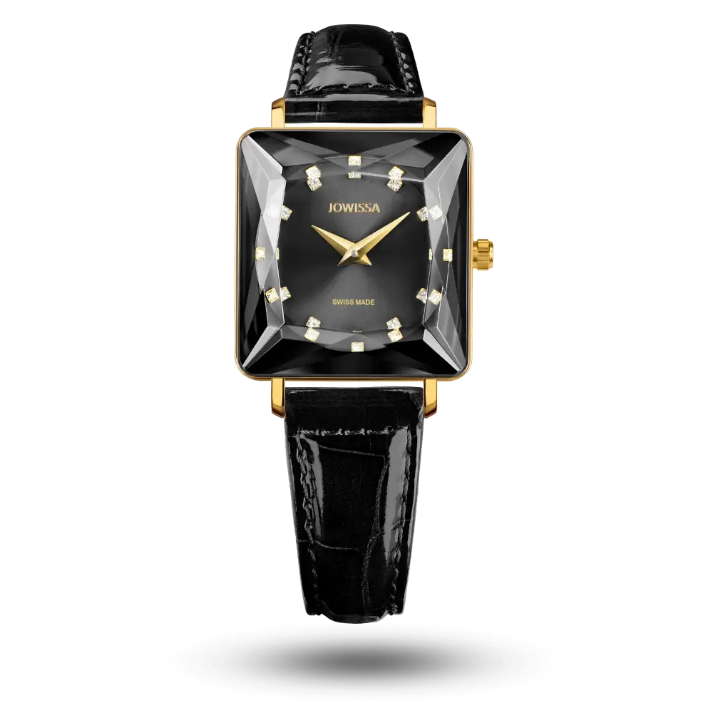 Montre Jowissa Facet Princess Noir sur Bracelet cuir – J8.060.M