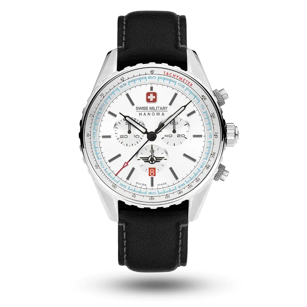 Montre Swiss Military Hanowa Afterburn Chrono Blanc sur Bracelet cuir - SMWGC0000302