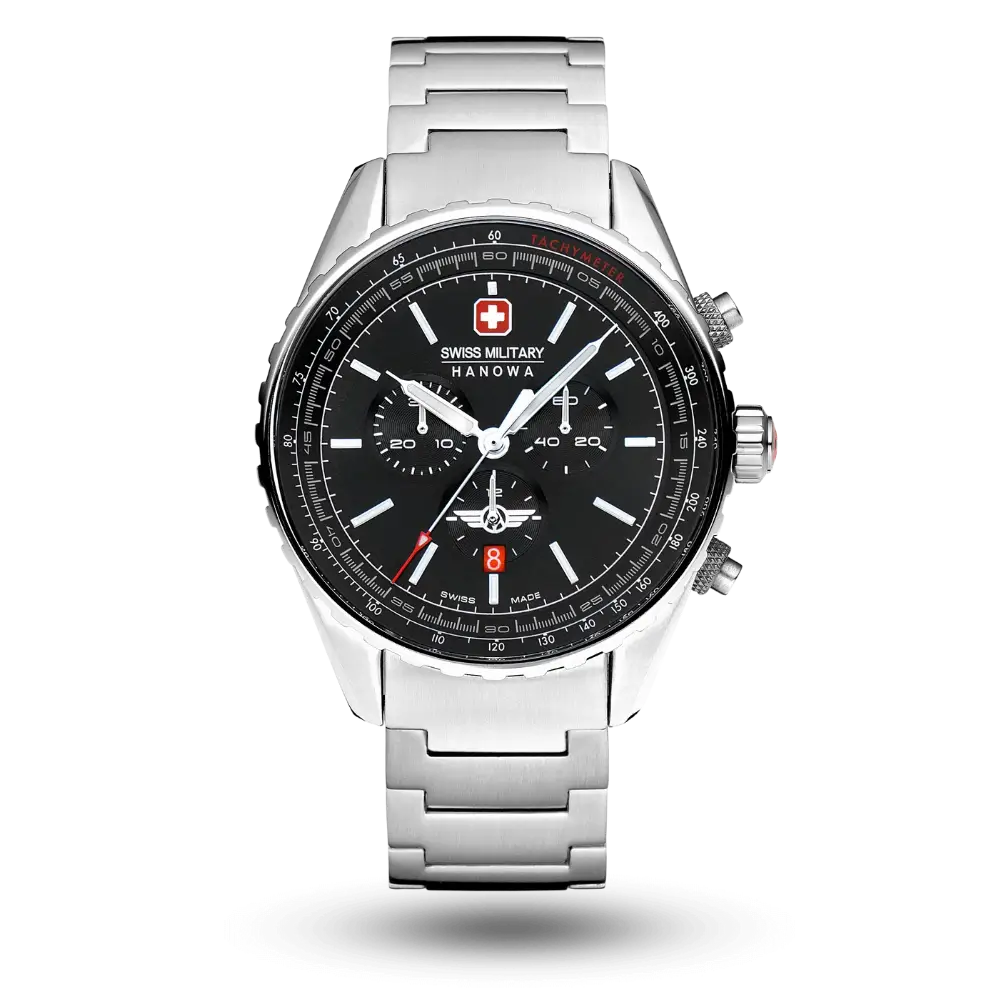 Montre Swiss Military Hanowa Afterburn Chrono Noir sur Bracelet métal - SMWGI0000303