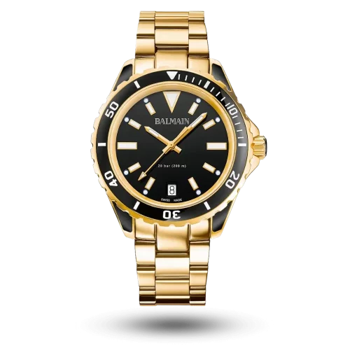 Montre Balmain Ophrys Ø38.50mm Noir, PVD or jaune sur Bracelet métal – B4330.33.65