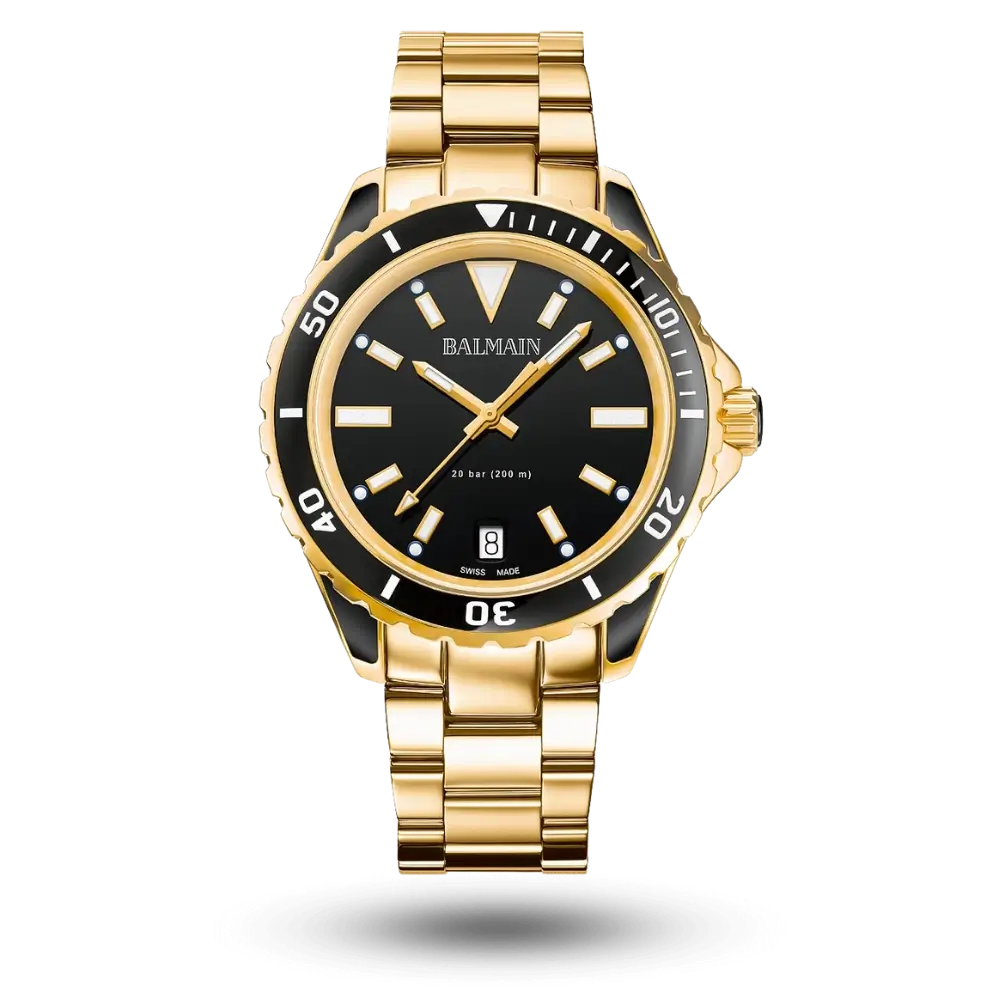 Montre Balmain Ophrys Ø38.50mm Noir, PVD or jaune sur Bracelet métal – B4330.33.65