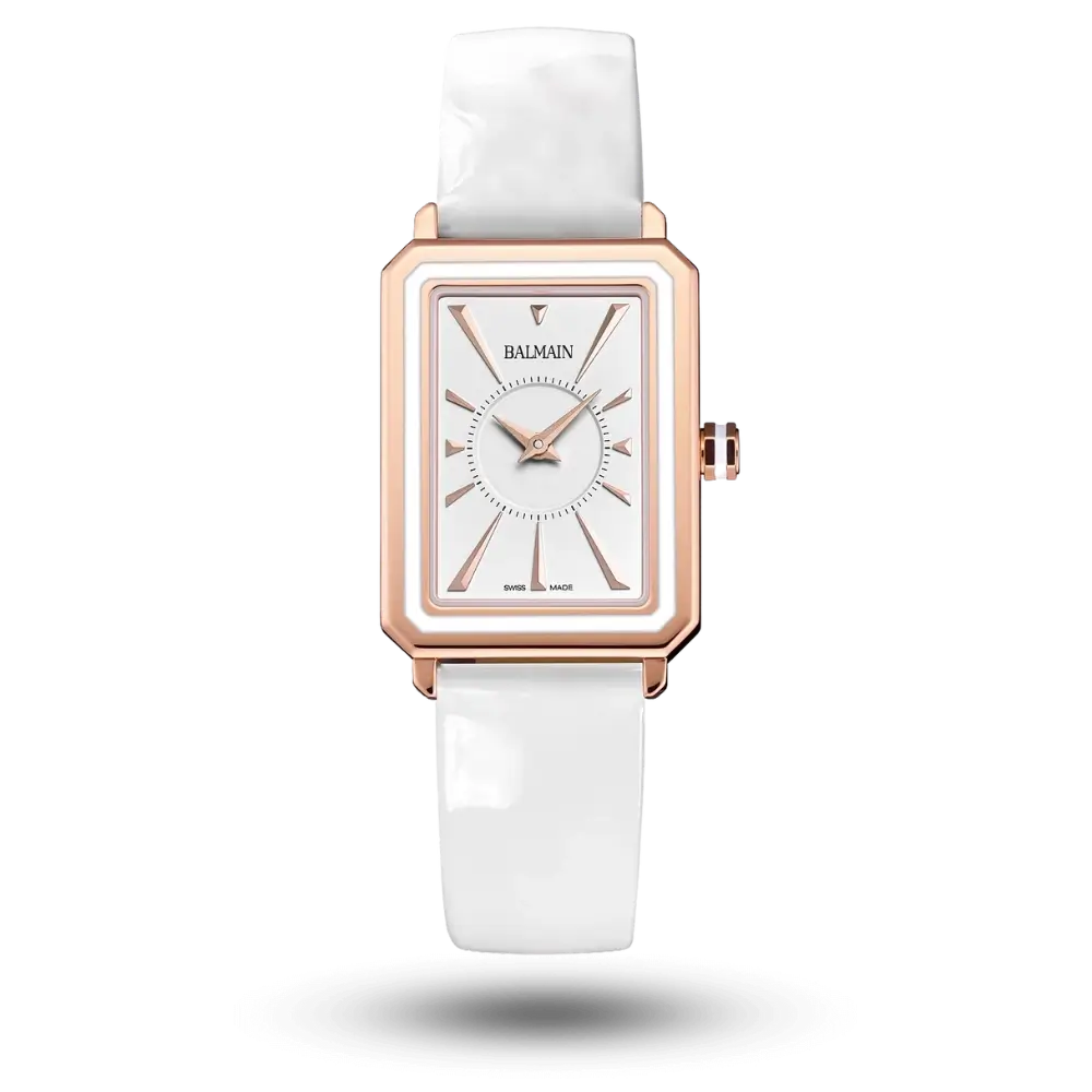 Montre Balmain Eirini Blanc, acier rosé sur Bracelet cuir – B4393.22.25