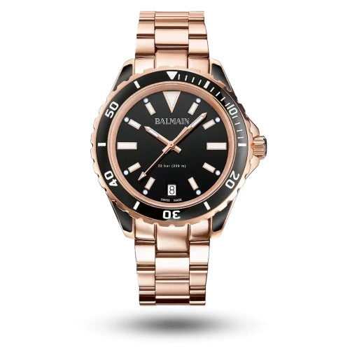 Montre Balmain Ophrys Ø38.50mm Noir, PVD or rose sur Bracelet métal – B4337.33.65