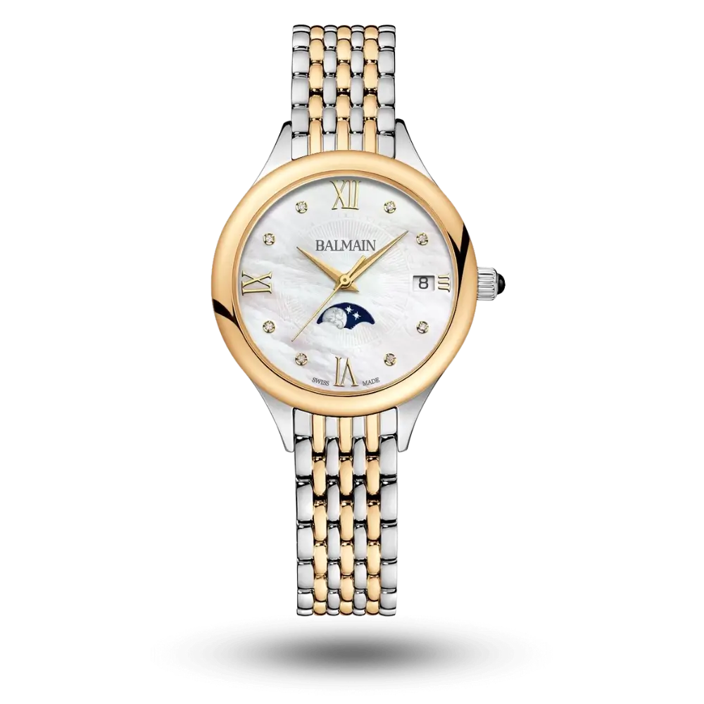 Montre Balmain de Balmain Moonphase Nacre blanc Diamants bicolore jaune – B4912.39.85