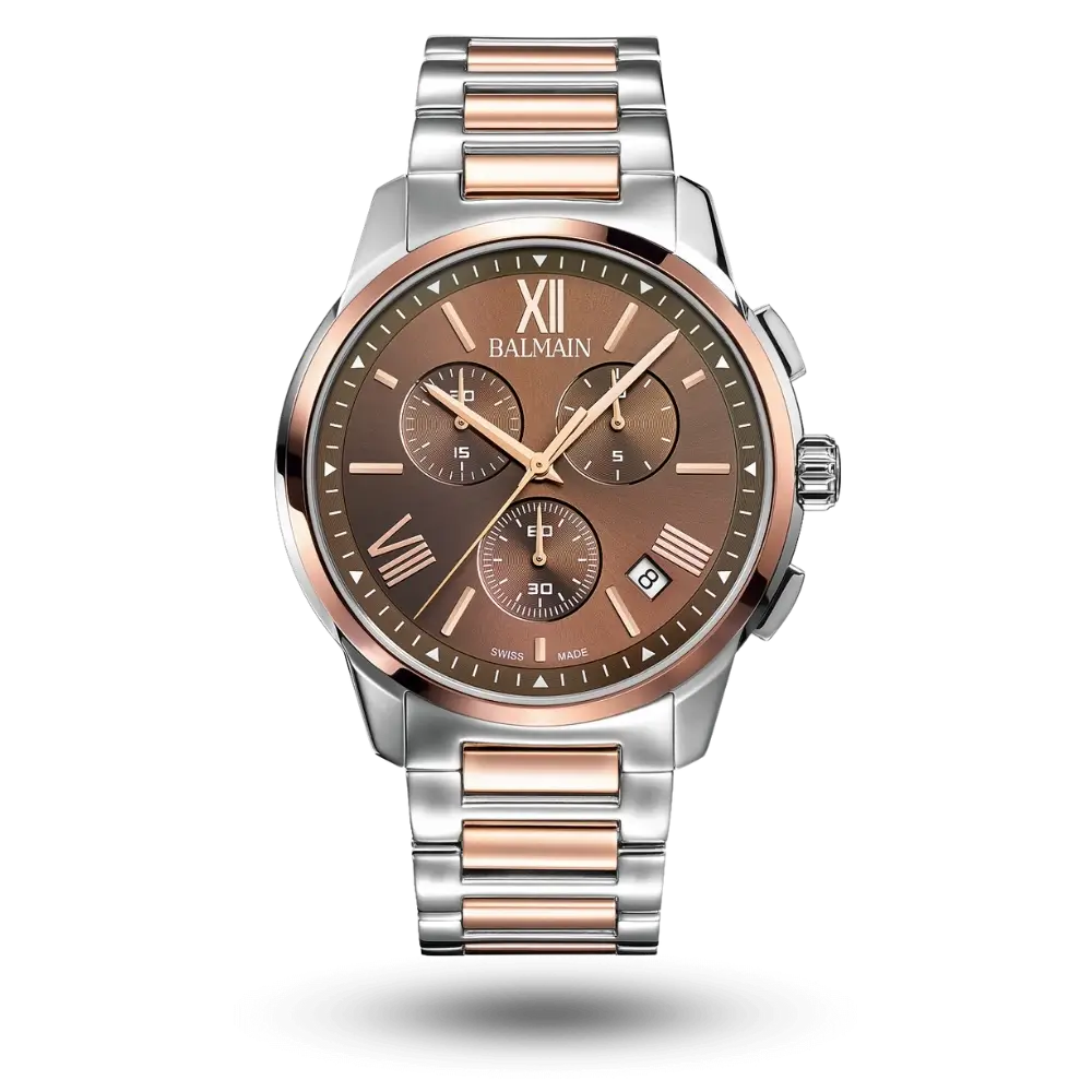 Montre Balmain Madrigal Chrono Ø42mm Brun bicolore rose - B7488.33.52