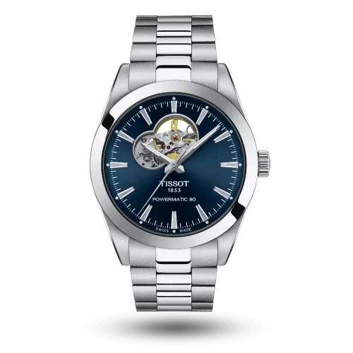 Montre Tissot Gentleman Powermatic 80 Open Heart Bleu - T127.407.11.041.01