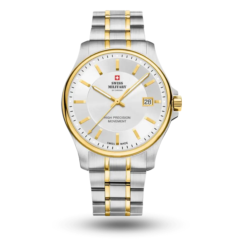 Montre Swiss Military By Chrono Montre Quartz Homme Argent bicolore jaune, Bracelet métal - SM30200.05