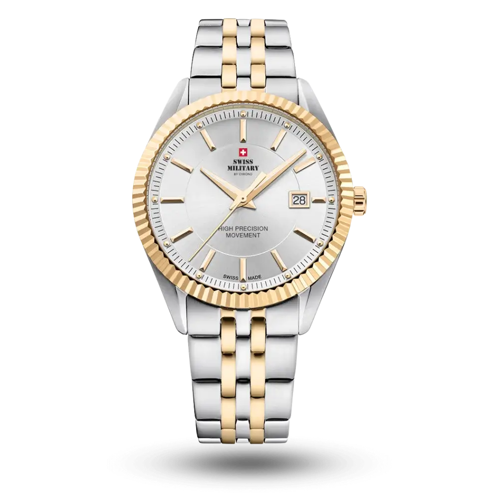 Montre Swiss Military By Chrono Montre Quartz Ø40mm Argent bicolore jaune, Bracelet métal – SM34065.05