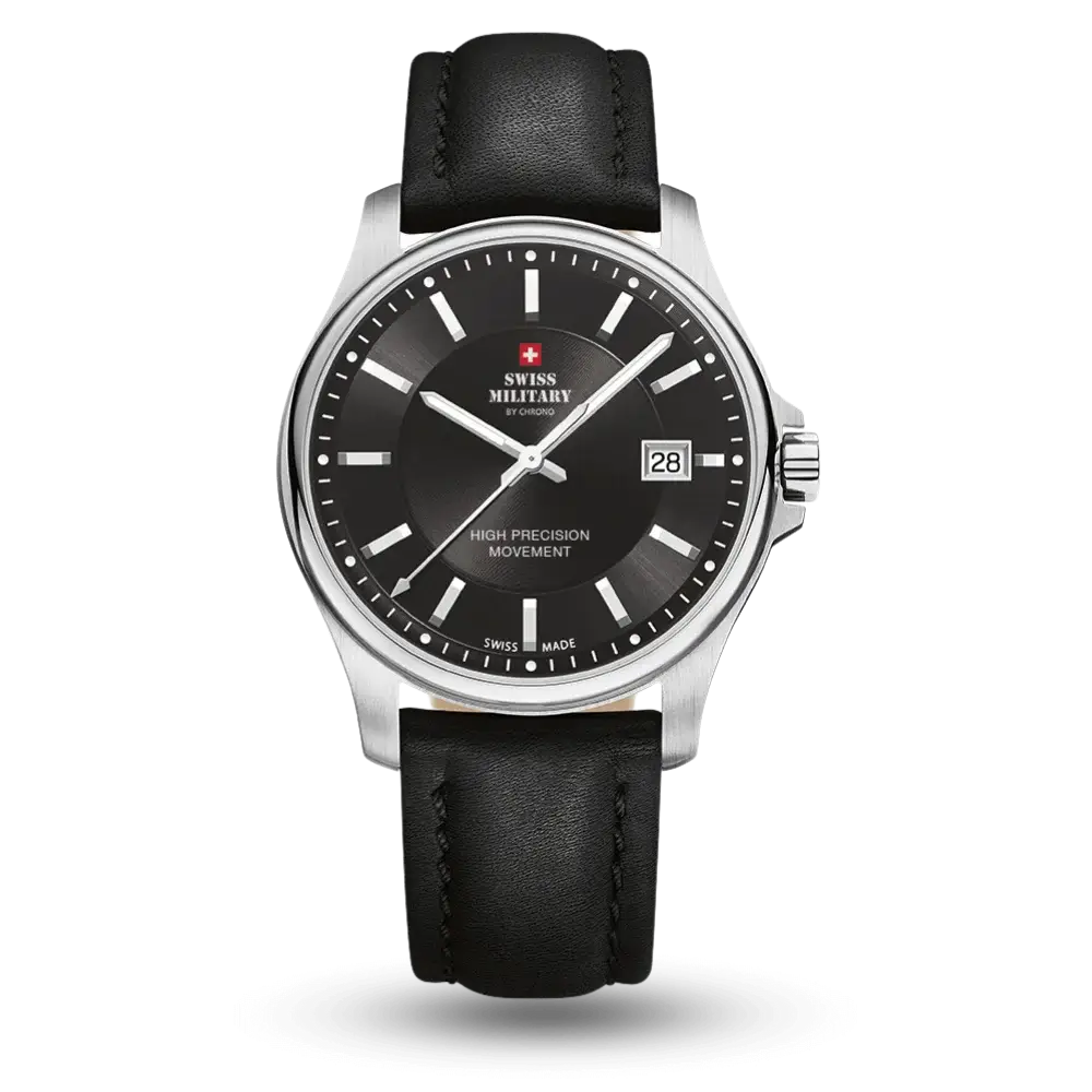 Montre Swiss Military By Chrono Montre Quartz Homme Noir sur Bracelet cuir - SM30200.10