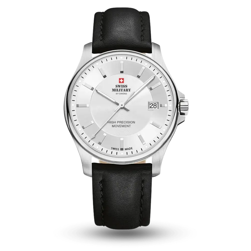 Montre Swiss Military By Chrono Montre Quartz Homme Argenté sur Bracelet cuir – SM30200.11