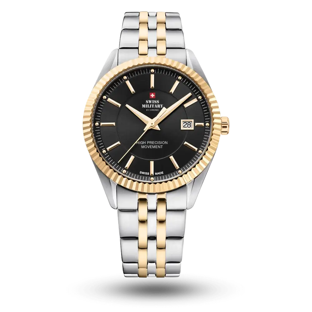 Montre Swiss Military By Chrono Montre Quartz Ø40mm Noir bicolore jaune, Bracelet métal – SM34065.04
