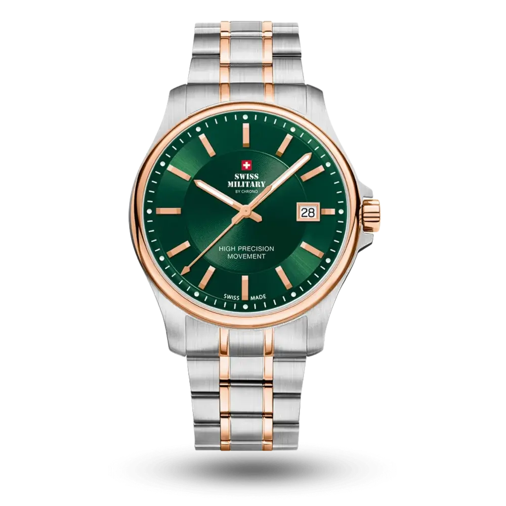 Montre Swiss Military By Chrono Montre Quartz Homme Vert bicolore rose, Bracelet métal – SM30200.33