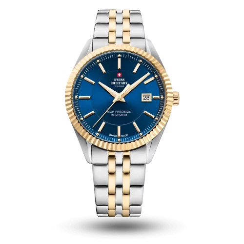 Swiss Military By Chrono Orologio Uomo Analogico Quarzo SM30200.17 - Bracciale Acciaio, Quadrante Bianco, Vetro Zaffiro, 100m WR