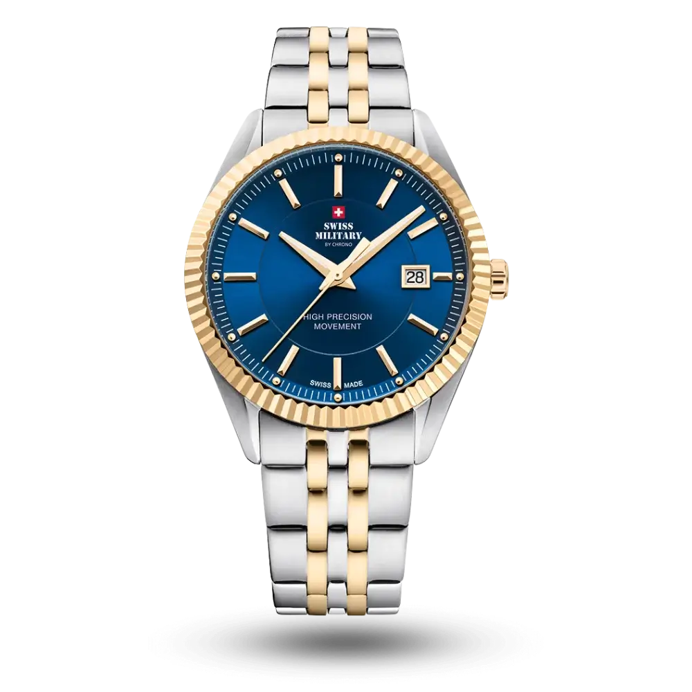 Montre Swiss Military By Chrono Montre Quartz Ø40mm Bleu bicolore jaune, Bracelet métal – SM34065.09