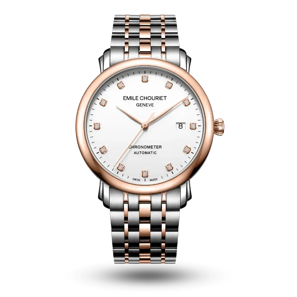 Montre Emile Chouriet Lac Léman Automatique COSC Diamants bicolore or rose 18k – 00.1168.G40.6.46.22.1