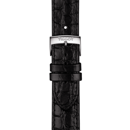 Bracelet Tissot Everytime Medium 38mm (2016) 19/18 en cuir noir motif écailles rondes avec boucle ardillon - T600039639