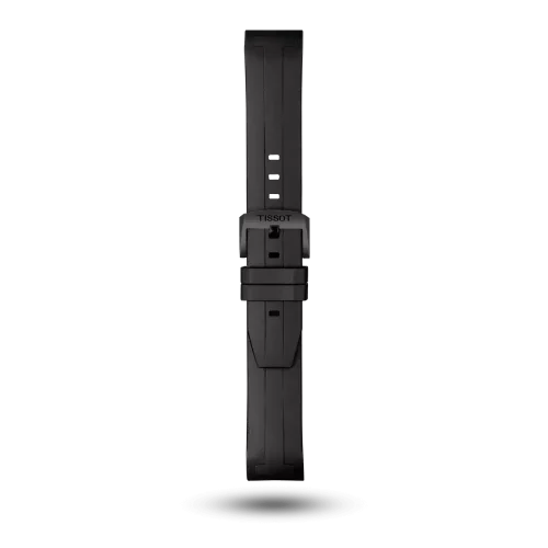 Bracelet Tissot Seastar 1000 Powermatic 80 en caoutchouc noir avec boucle ardillon PVD noir - T603043455