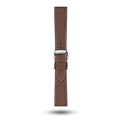 Bracelet Tissot Gentleman 21/18 en cuir brun avec boucle papillon - T600044597