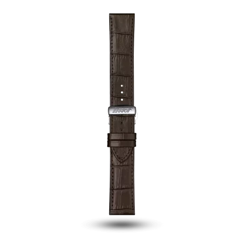 Bracelet Tissot Visodate Powermatic 80 21/20 en cuir brun avec boucle papillon - T600045450