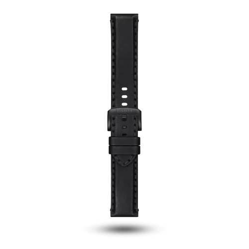 Bracelet Tissot Supersport Chrono 22/22 en cuir noir avec boucle ardillon PVD noir - T600046826