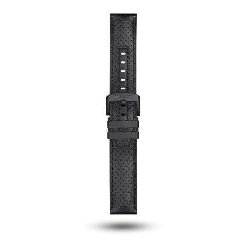 Bracelet Tissot T-Race Cycling 22/22 en cuir noir avec boucle ardillon PVD noir - T600047413