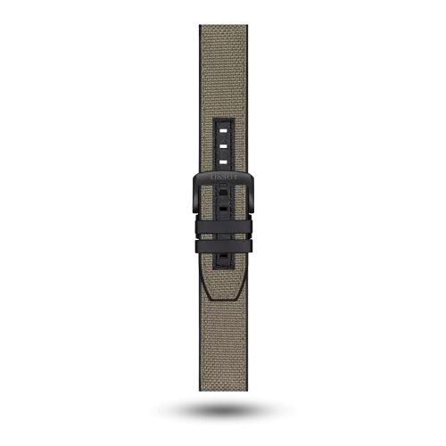 Bracelet Tissot Supersport Chrono 22/22 en textile et silicone beige avec boucle ardillon PVD noir - T604047165