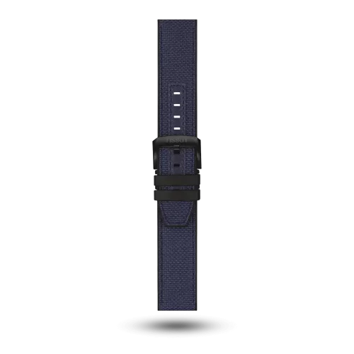 Bracelet Tissot Seastar 2000 Powermatic 80 22/22 en textile et silicone bleu avec boucle ardillon PVD noir - T604047052