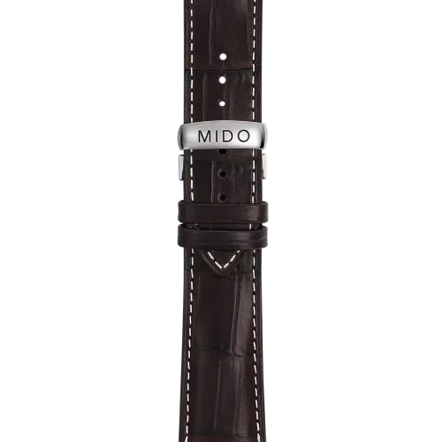 Bracelet Mido Multifort Chrono 23/20 en cuir brun foncé avec boucle papillon - M600012102
