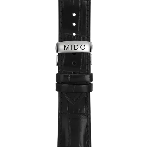 Bracelet Mido Multifort Chrono 23/20 en cuir noir avec boucle papillon - M600012104
