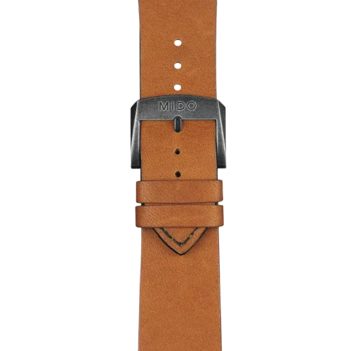 Bracelet Mido Multifort Escape 23/20 en cuir beige avec boucle ardillon PVD gris - M600015913