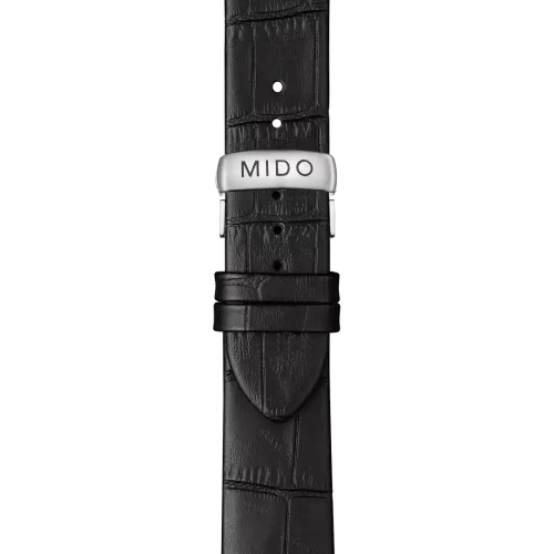 Bracelet Mido Belluna 20/18 en cuir noir avec boucle papillon - M600016385