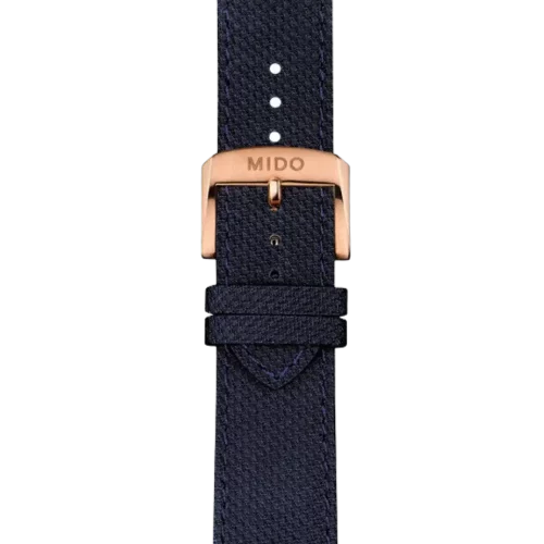 Bracelet Mido Ocean Star 200 22/20 en textile bleu avec boucle ardillon PVD or rose - M600016605