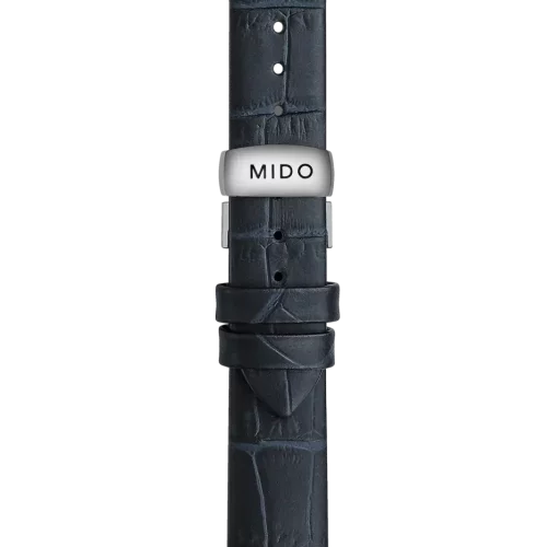 Bracelet Mido Rainflower 15/14 en cuir bleu foncé avec boucle papillon - M600017024