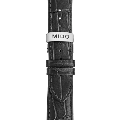 Bracelet Mido Baroncelli Signature 20/18 en cuir noir avec boucle papillon - M600017753