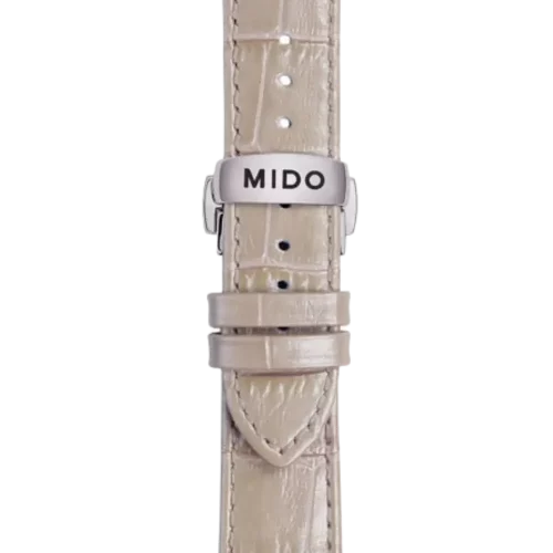 Bracelet Mido Commander Lady 19/16 en cuir brun avec boucle papillon - M600018775
