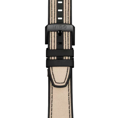 Bracelet Mido Multifort Chronometer 22/20 en silicone beige avec surpiqûres noires - M603016575